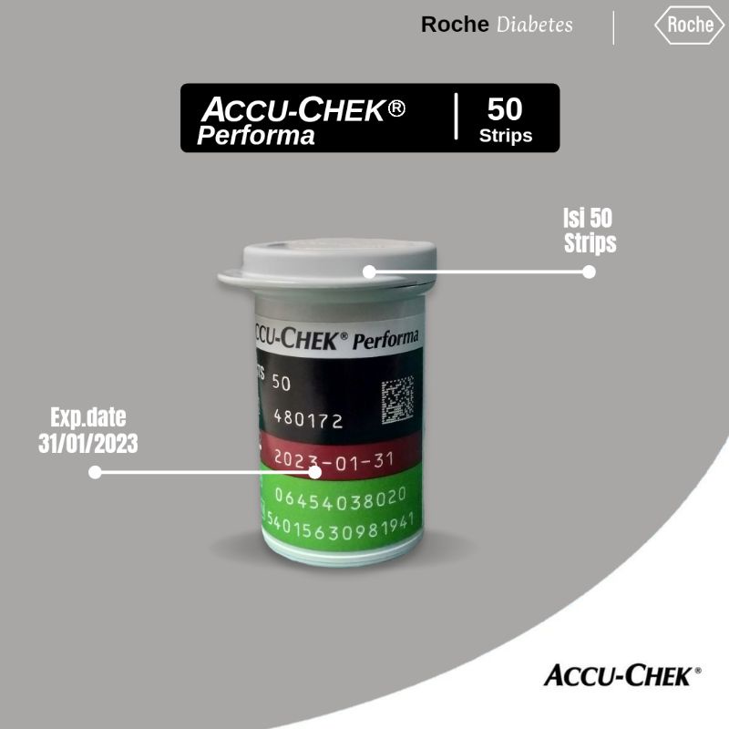 Accu Chek Performa 50 Strips Original Glucose Cheks Strips Gula Darah Tanpa Kotak