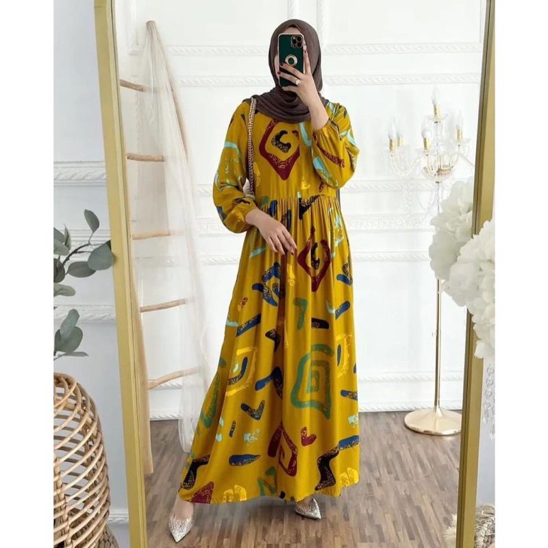 GAMIS MOTIF BUSUI FRIENDLY RAYON UNIQLO MELLYA