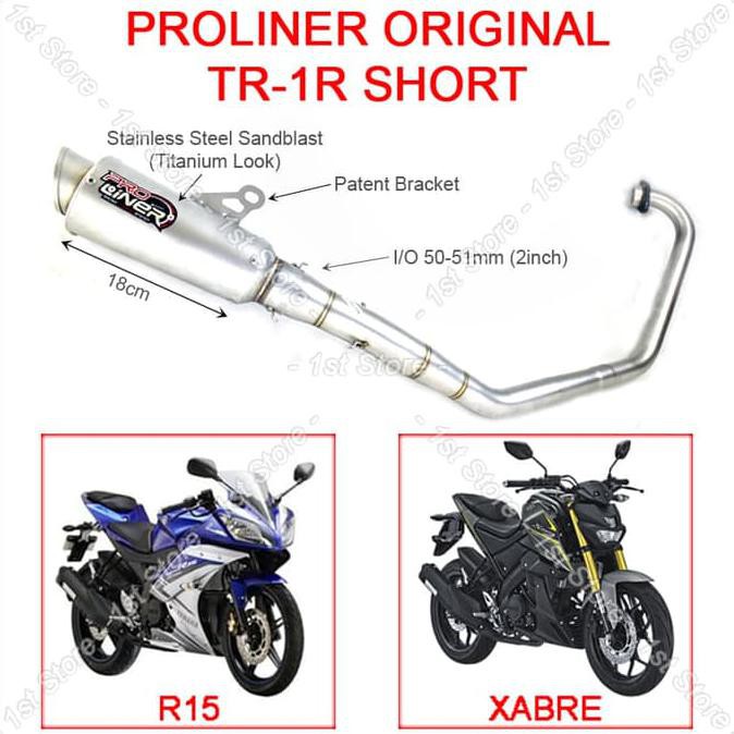 ProLiner TR1 Short R15 Xabre Knalpot Racing 150cc Original Pro Liner