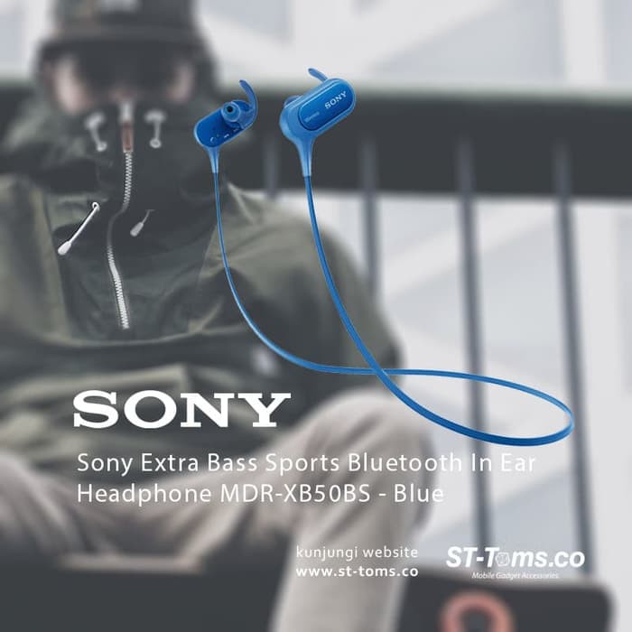 Sony MDR XB50BS  XB50BS Bass Sports Bluetooth In Ear Headphone Biru E1226