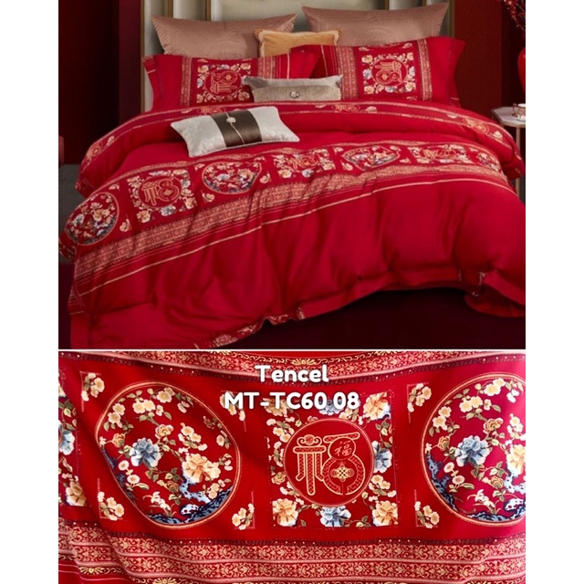moon kain sprei meteran serat organik motif tulisan china mandarin fu lucky red merah bahagia fuk re