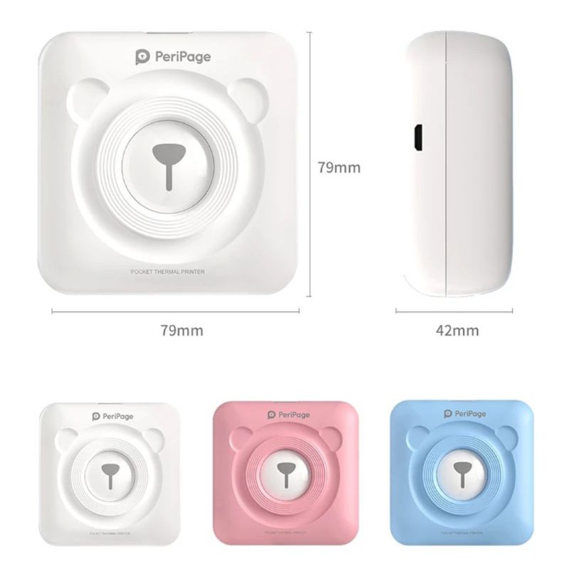 PeriPage 203 DPI Mini Portable Bluetooth Photo Printer Pocket Thermal Printing USB Connection Impres