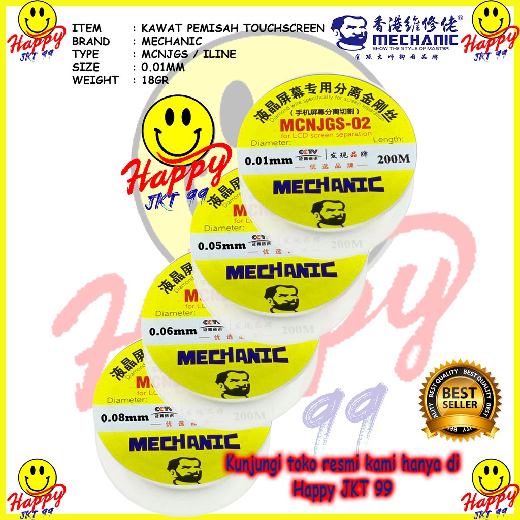 [ HAPPY JKT 99 ] KAWAT PEMISAH TOUCHSCREEN MECHANIC MCNJGS-02 0.01MM 200M ORIGINAL