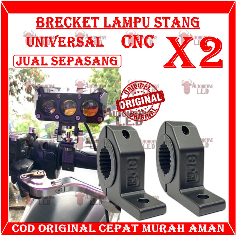 ORIGINAL BRECKET STANG LAMPU TEMBAK MOTOR CNC SEPASANG | BRECKET STANG MOTOR | BRECKET LAMPU MOTOR UNIVERSAL | BRECKET JEPIT STANG CNC MOTOR LAMPU