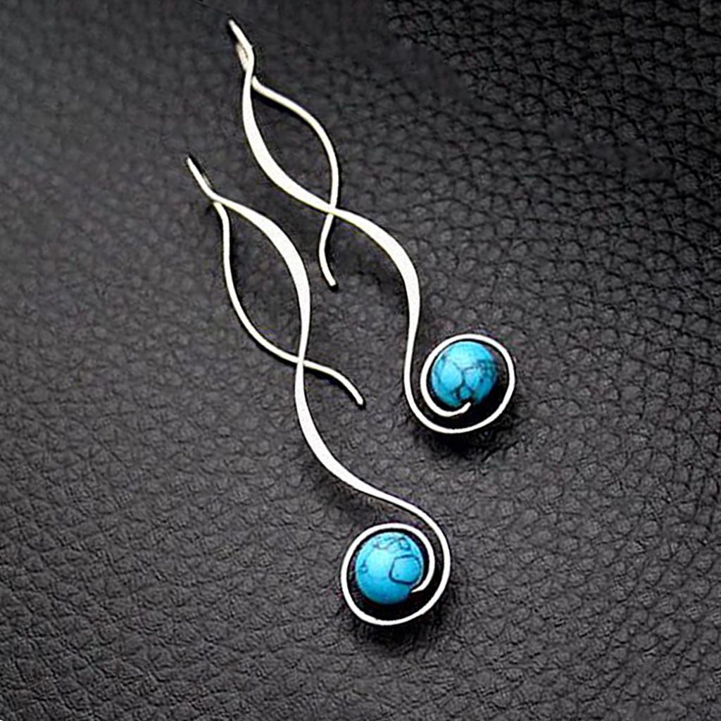 Hu Hu Hu Hu Hu Alat Bantu Pasang Kacamata♡ 1 Pasang Anting Gantung Panjang Hias Turquoise Imitasi Tahan Jatuh Untuk Hadiah