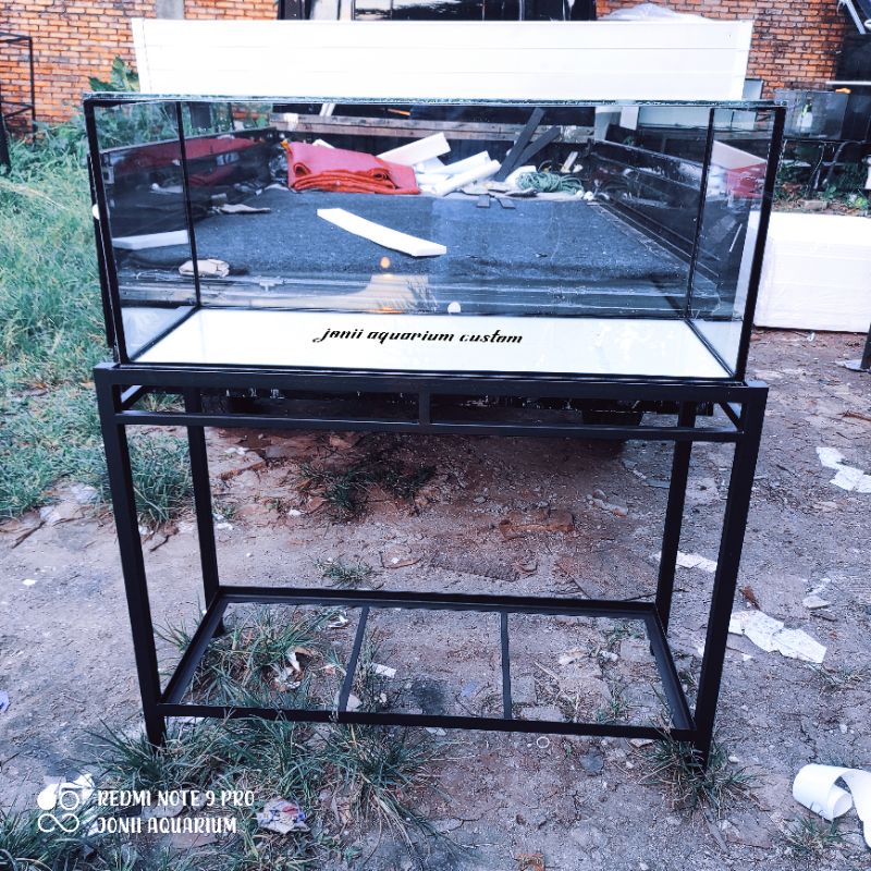 aquarium 100x40x40 8mm set filter talang pvc dan tutup