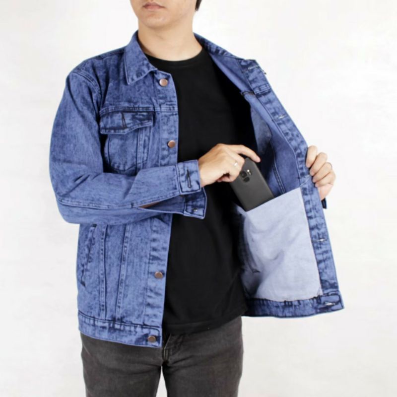Jaket Jeans Sandwash Denim Pria Murah Size M L XL Distro Quality Brand Original