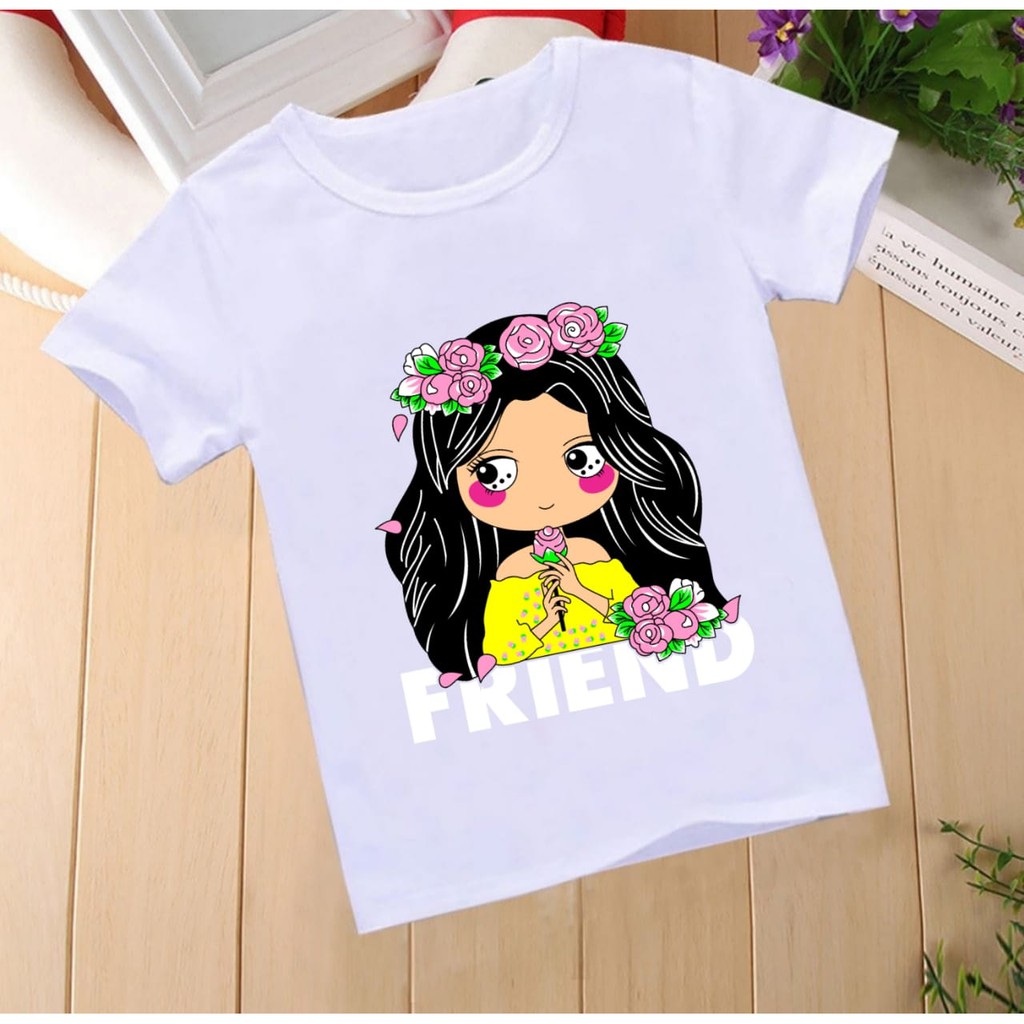 MUKZHOP / KAOS ANAK GIRL MOTIF FRIEND / TERLARIS