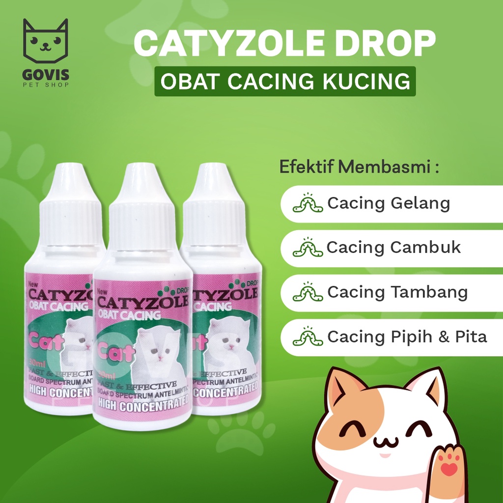Catyzole Drop 30 Ml Obat Infeksi Cacing Kucing Kitten Adult