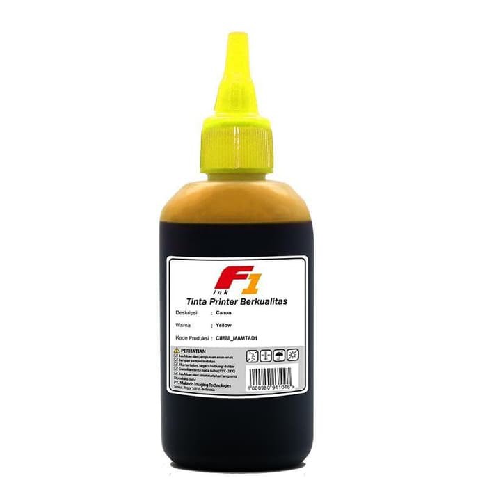 Tinta Premium Refill Dye Base Canon F1 CMYK Cyan Magenta Yellow Black Biru Merah Kuning Hitam 100ml