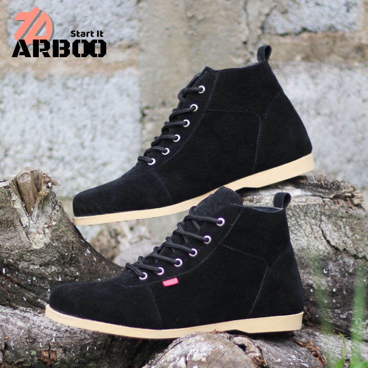 Sepatu Boots Brodo Suede hitam casual berkualitas terlaris ringan dipakai sepatu santai formal Origi