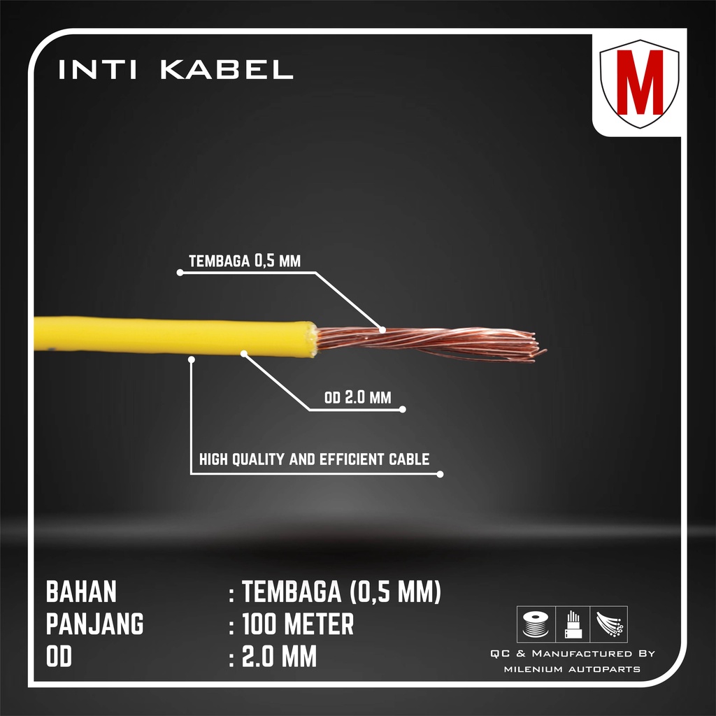 Kabel Otomotif 0.5MM x 100M Cable Bintik Body Mobil Motor Serabut Tembaga Berkualitas (PLASTIK)