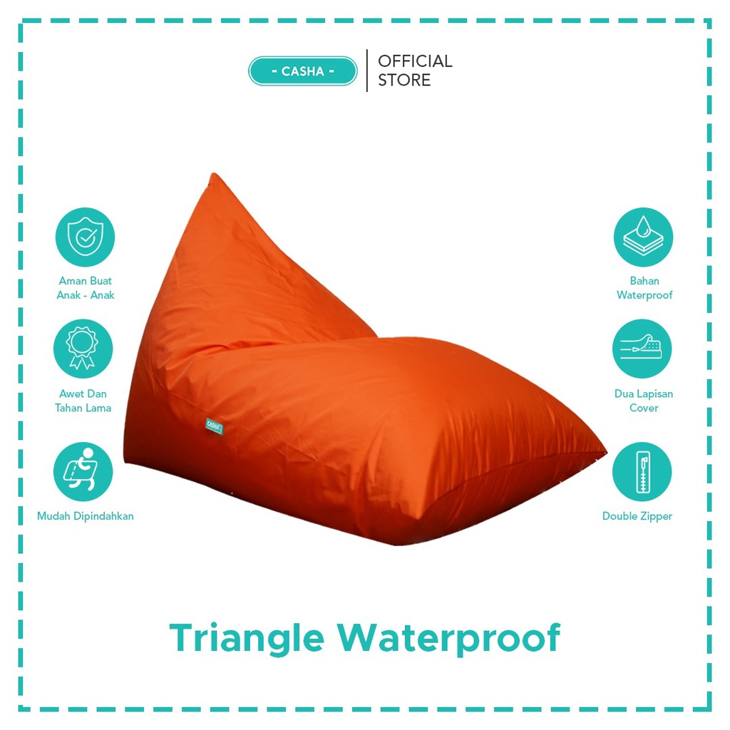 Jual CASHA Triangle MEDIUM Bahan WATERPROOF PLUS ISI Bean Bag Murah