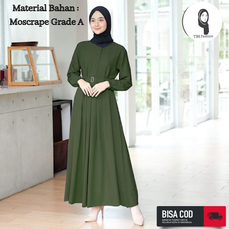 Baju Gamis Atasan Wanita Cewek Remaja Terbaru Bahan Moscrepe Adem Halus Model Modern Berkualitas Premium Quality Casual Acara Formal Kondangan Lebaran 2022 Bisa COD-Army & Belt