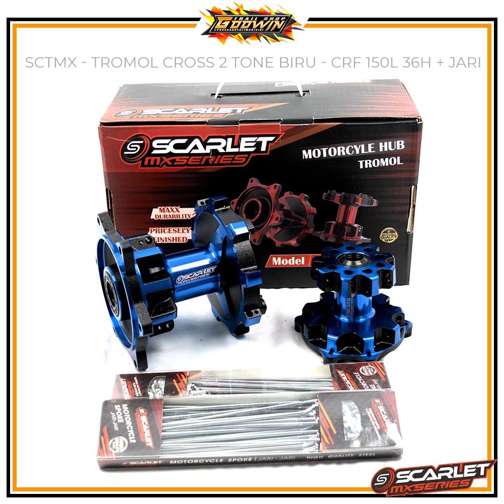 Tromol Set Depan Belakang CROSS SCARLET MX 2 Tone / SCARLET FORGED CRF 150L KLX BIGFOOT WR 155 36 Hole