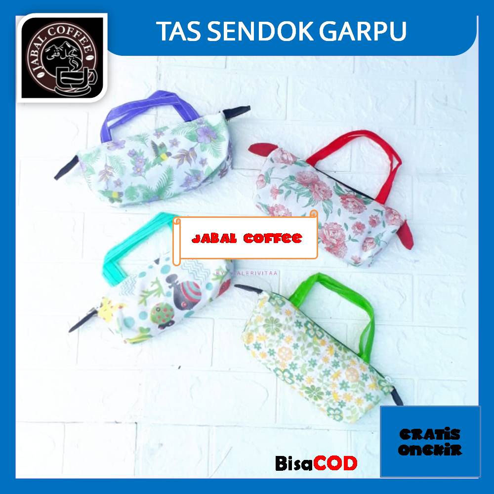 Tempat Sendok Garpu Motif Bunga / Tas Sendok Garpu / Pouch Sendok Garpu Anti Debu 15 Gram 16