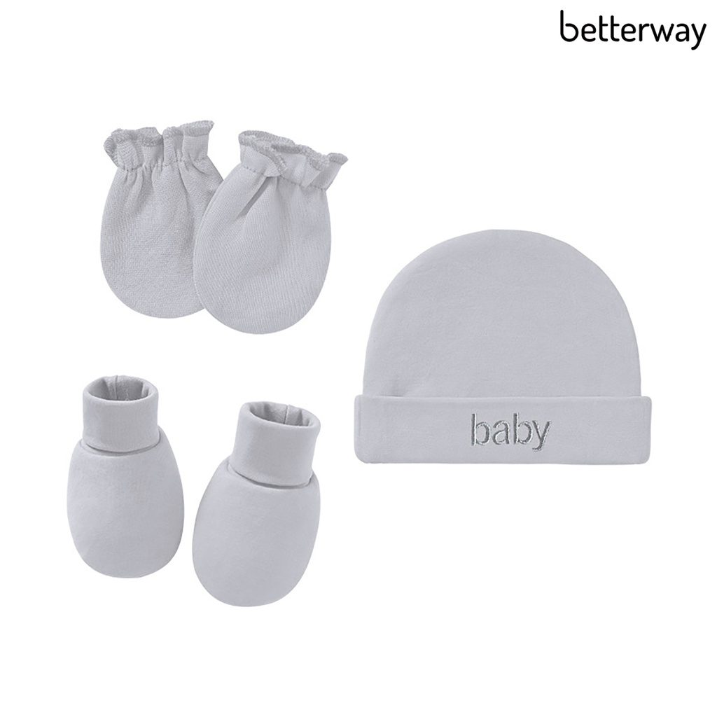 cod 3in1 perlengkapan newborn set sarung tangan kaki topi katun newborn lembut