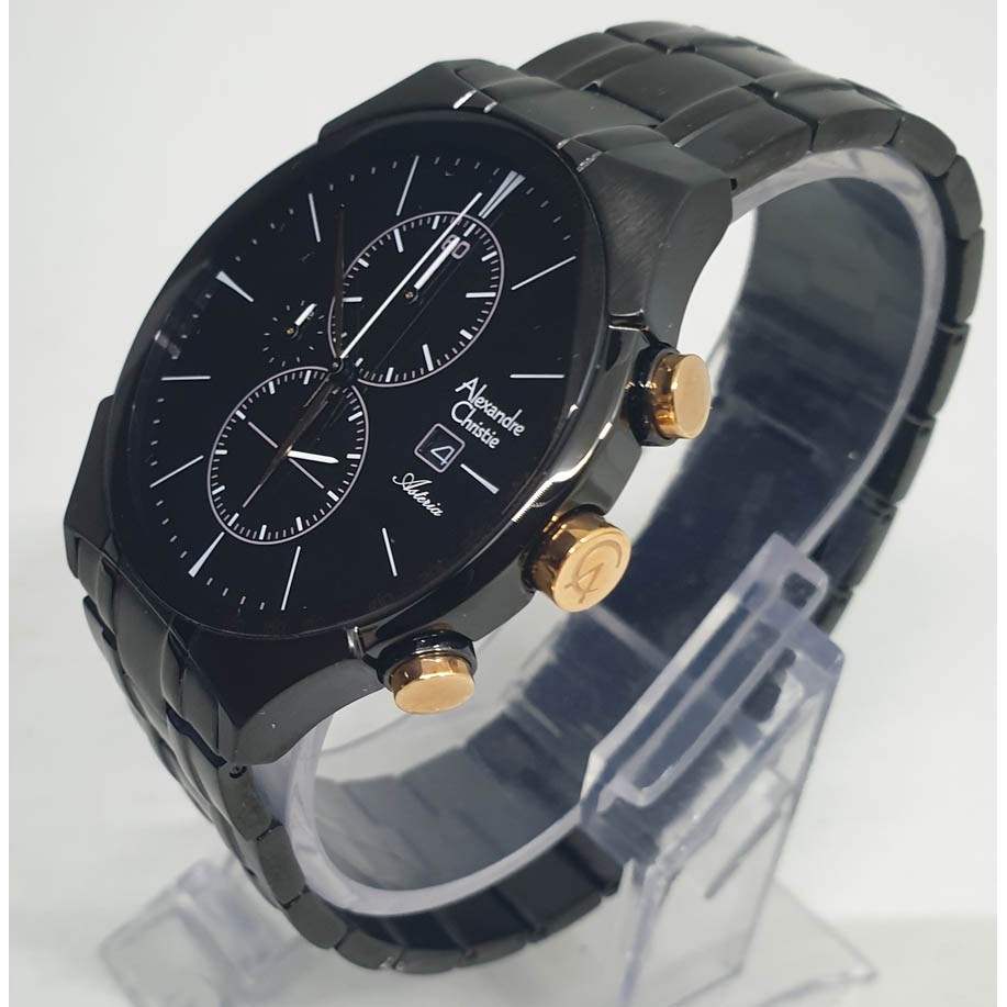 Alexandre Christie Ac6467 Black Kenop Rosegold Jam Tangan Pria Original