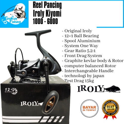 Reel Pancing Iroly Kiyomi 1000-6000 (12+1Bearing) Power Handle,One Way Murah