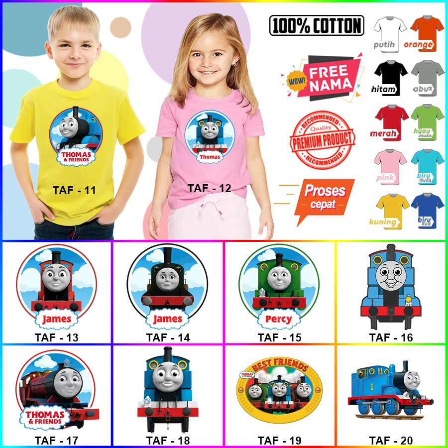 Baju Kaos ANAK DAN DEWASA THOMAS AND FRIENDS COUPLE (FREE NAMA)