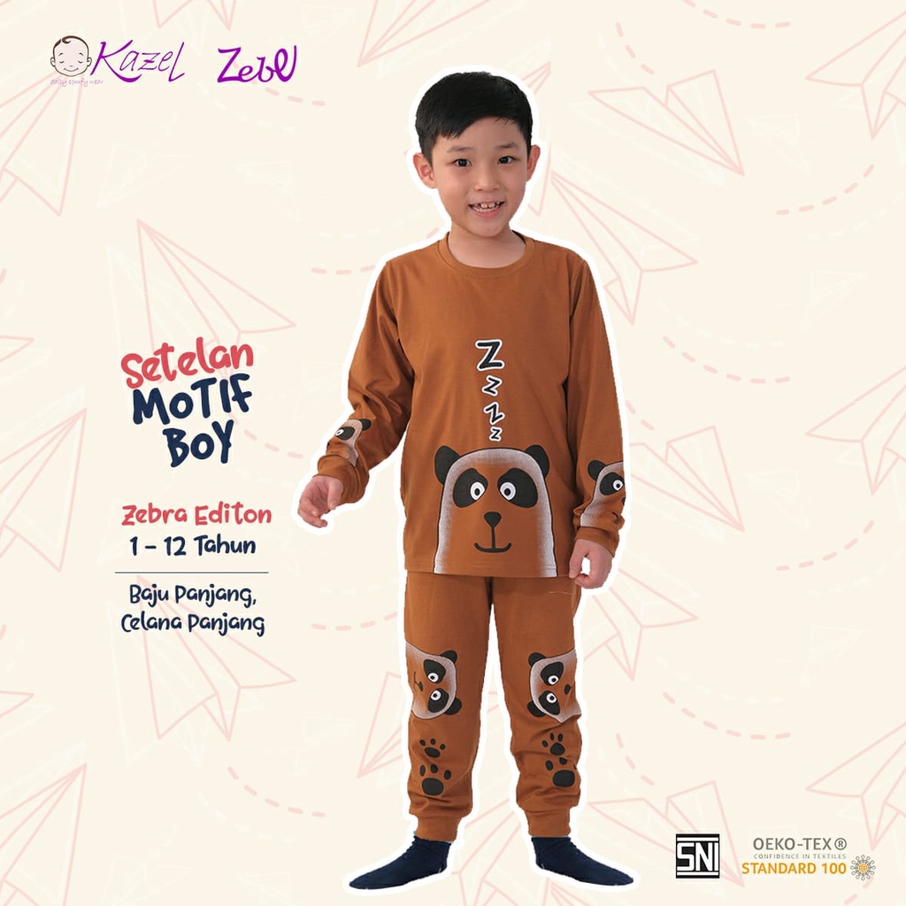 Kazel x Zebe Piyama Boy Zebra Edition (0 -12 tahun) - Setelan Panjang