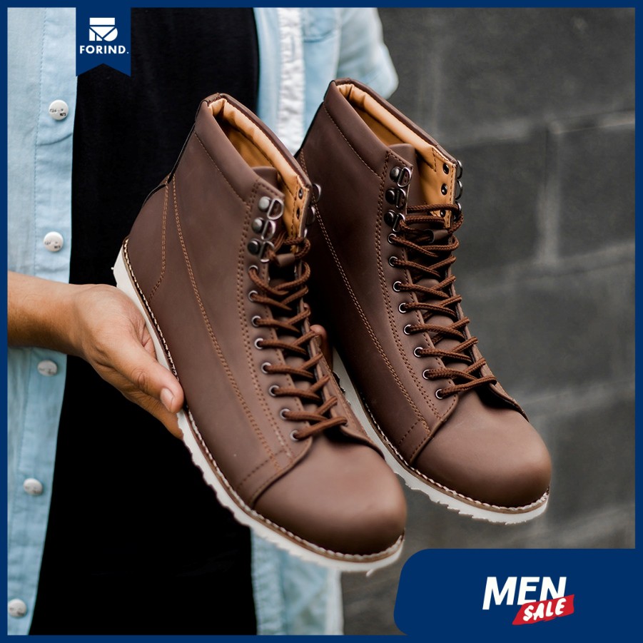 Hideaki Dark Brown | Sepatu Boots Coklat Tua Casual Boot Klasik Pria Cowok Laki Ori | FORIND x Giant