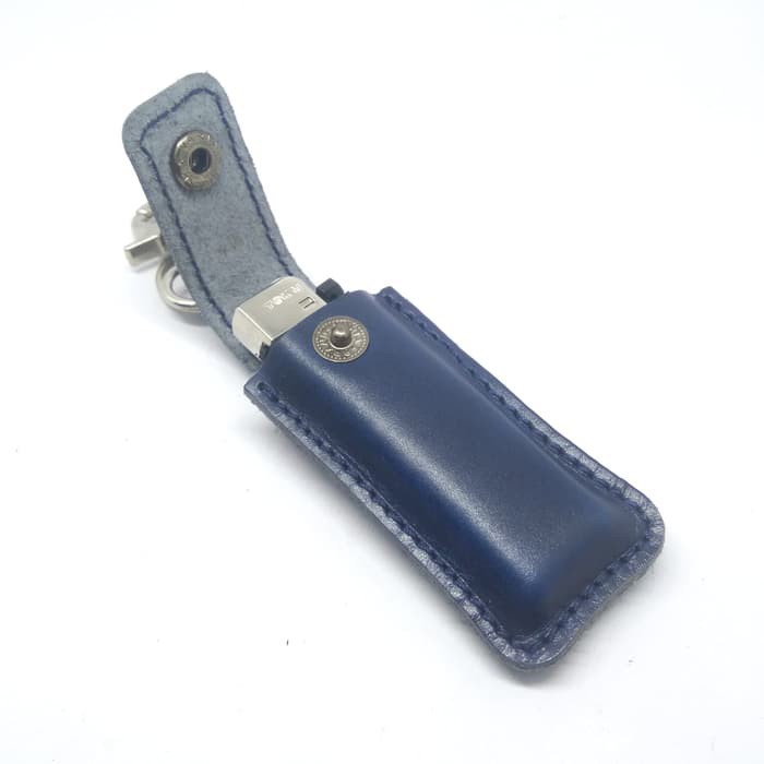 gantungan dompet tempat korek gas kulit asli - lighter biru PHAC307