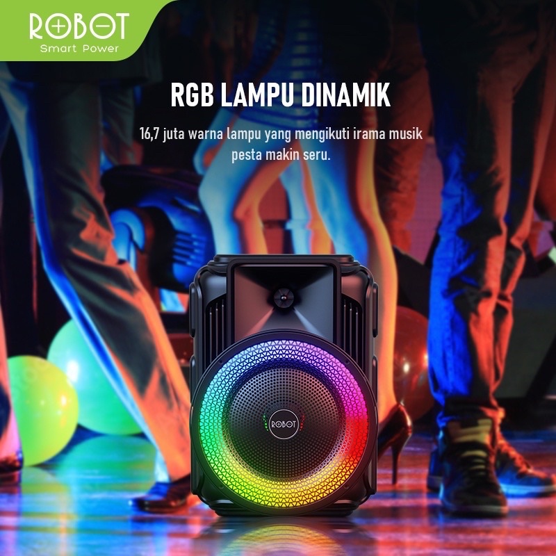 Speaker ROBOT RB500 Karaoke Bluetooth 5.0 Audio Wireless Super Bass Portable LED - Garansi resmi 1 Tahun