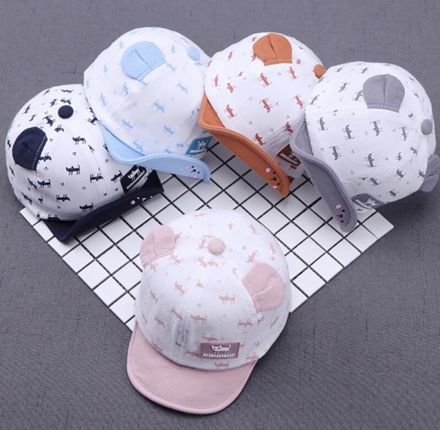 Topi Baseball Motif Print Kartun Kucing untuk Bayi anak balita baby hat cap (shushangguozi)