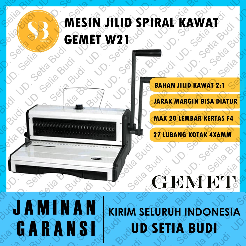 Mesin Jilid Spiral Kawat GEMET W21 Asli dan Bergaransi