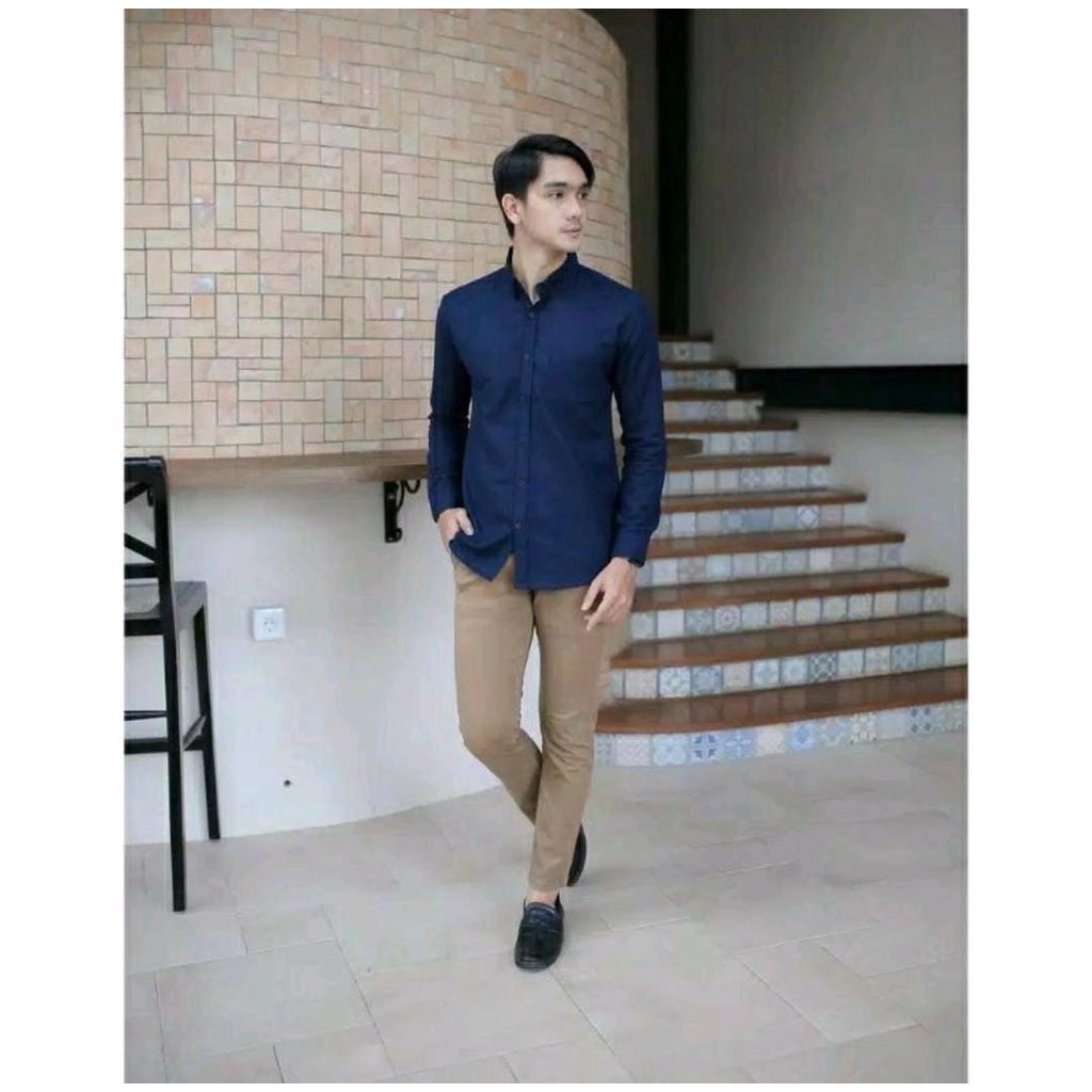 KEMEJA PRIA MENS POLOSAN LENGAN PANJANG COOLMAN PAKIAN PRIA CASUAL PAKAIAN DINAS PNS KERJA