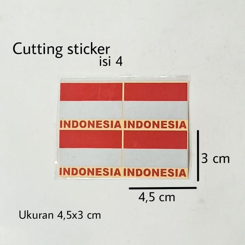 

Stiker cutting/Stiker merah putih isi4/Sticker ukuran 4,5x3 cm