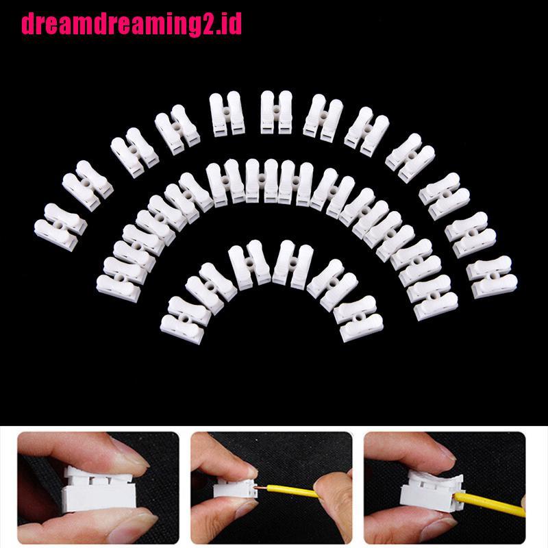 （✔✔❤30pcs Terminal Konektor Kabel 2 Pin Self Locking Warna Putih