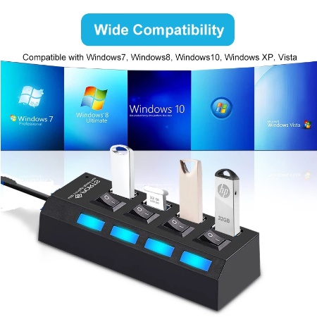 USB Hub 7 Port / Usb Port saklar Swith On-Off Support Windows 7, XP, 2000