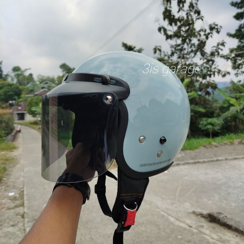 HELM BOGO DEWASA KACA DATAR FULL LEHER SNI PRIA WANITA