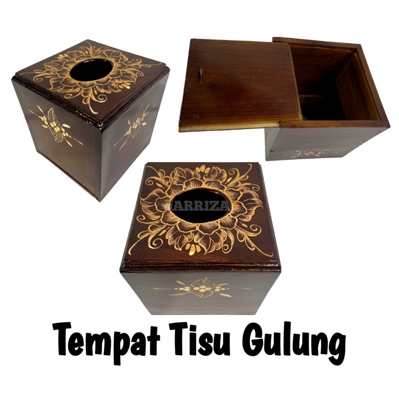 TEMPAT TISU / TISSUE BOX / KOTAK TISU / TEMPAT TISSU GULUNG DARI KAYU JATI ASLI