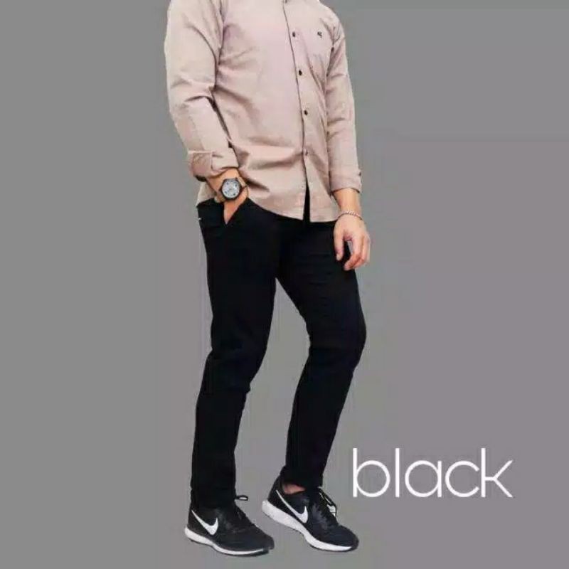 Celana Chino Pria Bahan Katun Melar Stretch Model Slimfit Size 27 - 38