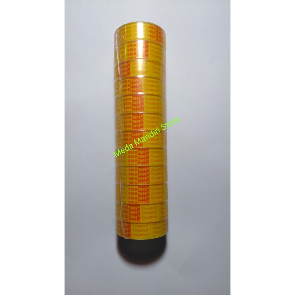 

Isolasi / Seal Tape / Selotip Kado Mini Bening Gold Tape (1/2" x 10 GT) (1 pak = 12 pcs)