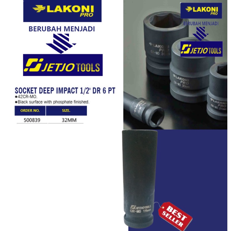 Socket / Deep Impact Size 32mm 1/2&quot; DR 6PT LAKONI PRO 500839