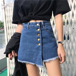  Celana  Pendek  Denim  Wanita  Model High Waist Asimetris 