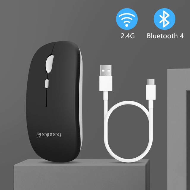 Goojodoq Dual Mode 2.4Ghz Wireless Bluetooth 2 In 1 Cordless Mouse-Black