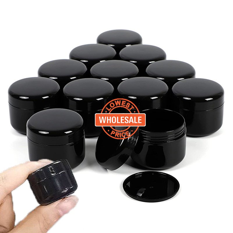 [Harga Grosir]Botol Jar Kosong Isi Ulang Krim Kosmetik Bentuk Bulat Bahan Plastik PP Transparan Hitam Putih Untuk Travel/Hot Sale