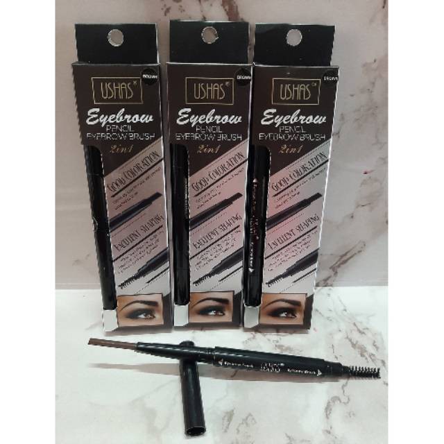 USHAS EYEBROW PENCIL BRUSH 2IN1 - PENSIL ALIS USHAS + SIKAT ALIS 2IN1