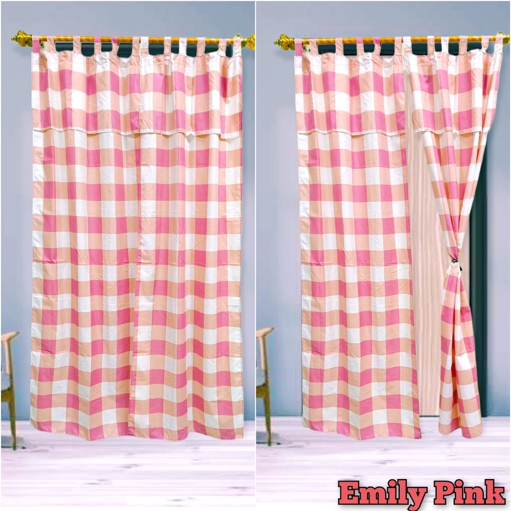 Gorden Pintu Bahan Katun Motif Kotak-Kotak Aesthetic