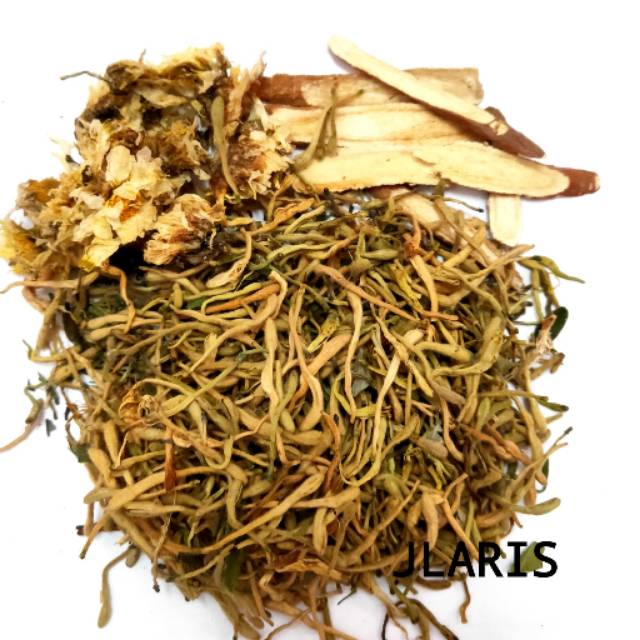 

Teh Bunga Jin Yin Hua KOMPLIT / Honeysuckle Premium - Membersihkan Darah Kotor