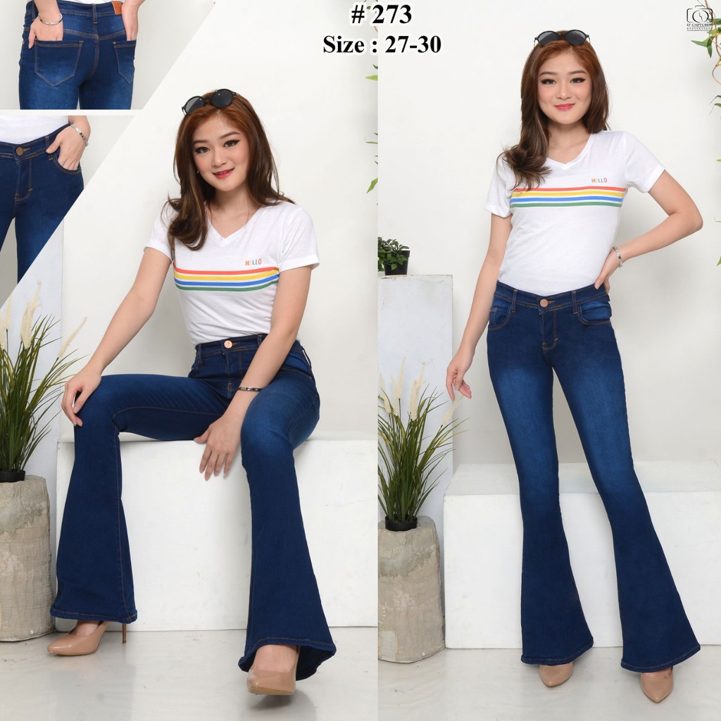 ( Bisa COD ) MC girl - Celana Jeans Cutbray Polos Wanita / Celana Jeans Kaki Lebar / Boot Cut