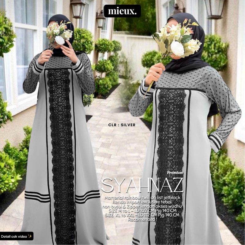 syahnaz gamis dres abaya turkey motif original mieux