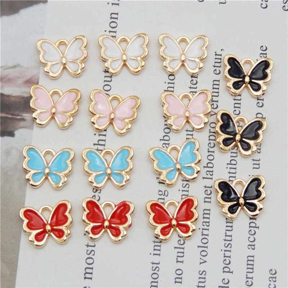 Top 10PCS Butterfly Charms Hadiah Temuan Kalung DIY Aksesoris Alloy Enamel