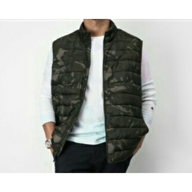 VEST MENS OLD NAVY PUFFER CAMOUFLAGE ROMPI PRIA BIGSIZE OLIVE
