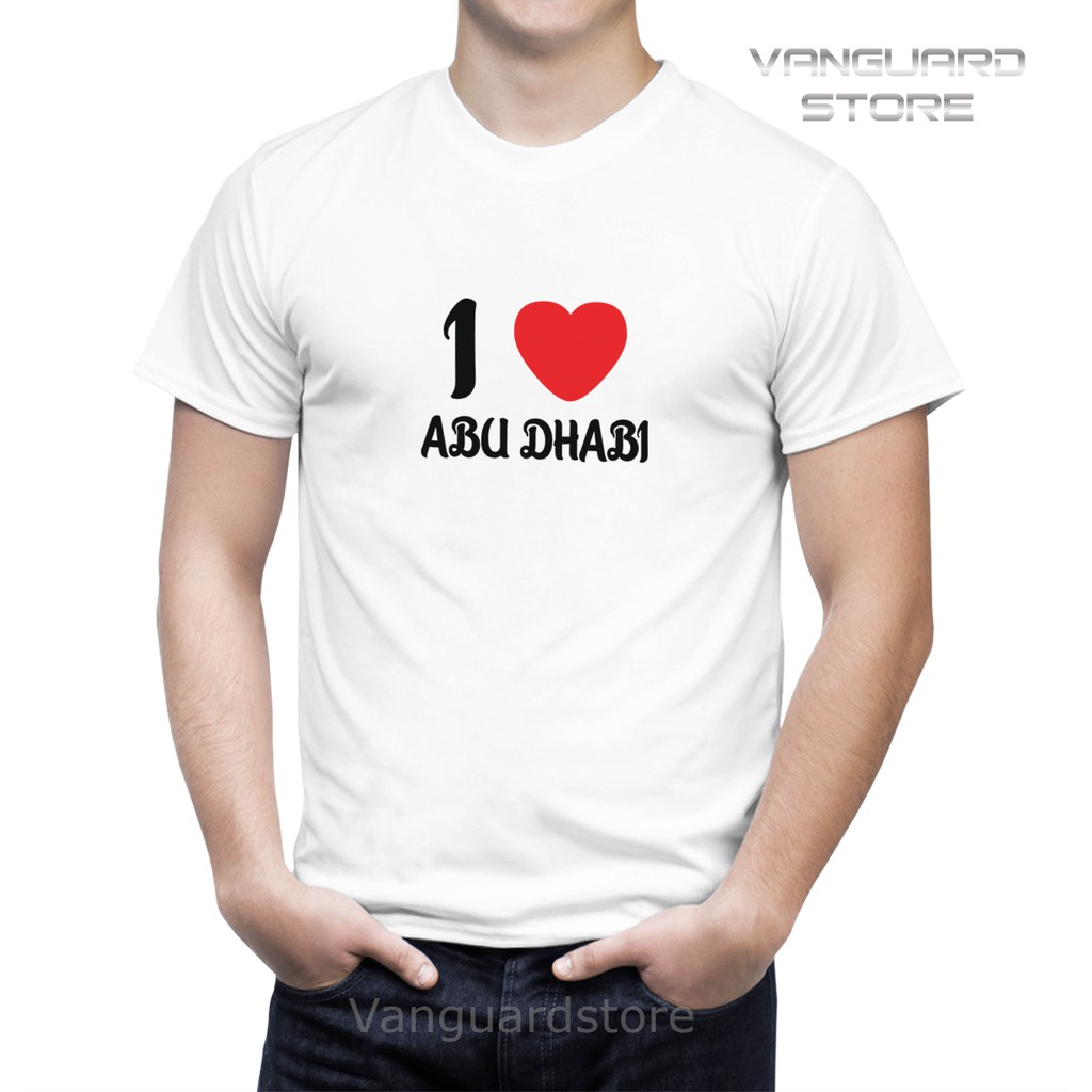 KAOS I LOVE ABU DHABI COMBED 20S COWOK WANITA PRIA COWO UKURAN BAYI - DEWASA JUMBO BIG SIZE 0 - 4XL